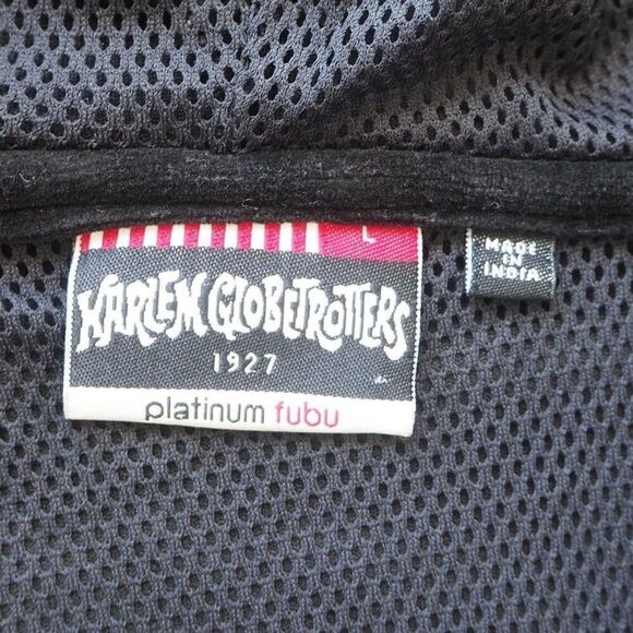 Platinum FUBU x Harlem Globetrotters Velour Velvet Vintage Zip-up Jacket Men's L - Picture 3 of 8